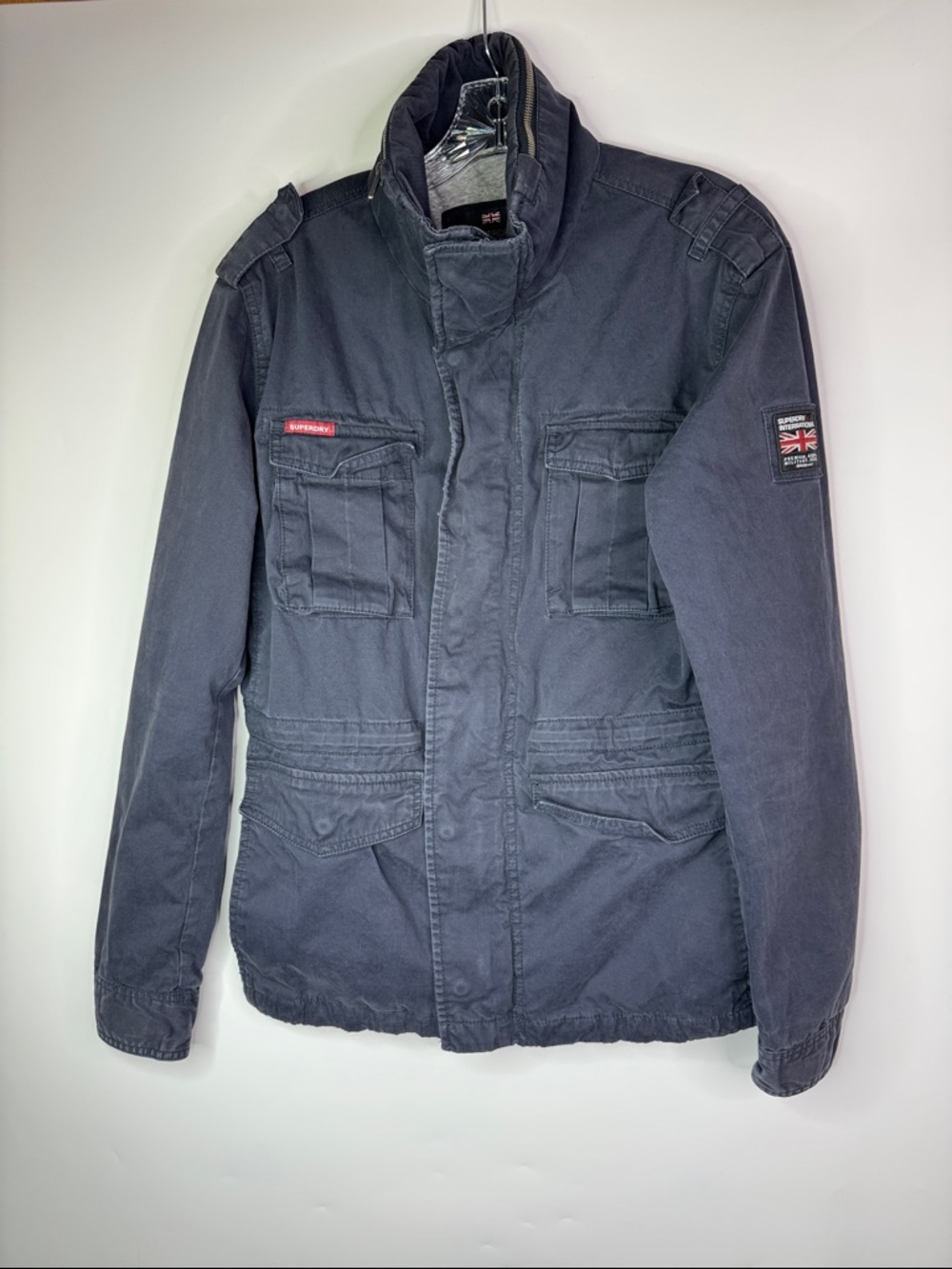 Superdry Classic Rookie Military Field Jacket Navy Blue Size Medium